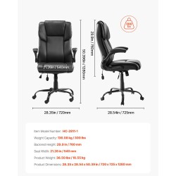 Toimistotuoli korkea selkänoja säädettävä ristiseläntuki keinonahka musta 136 kg kantavuus korkeussäätö