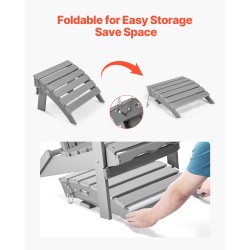 Taitettava Adirondack-rahi HDPE-muovi 330 mm korkeus harmaa ulkokäyttöön