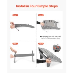 Taitettava Adirondack-rahi HDPE-muovi 330 mm korkeus harmaa ulkokäyttöön