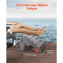 Taitettava Adirondack-rahi HDPE-muovi 330 mm korkeus harmaa ulkokäyttöön