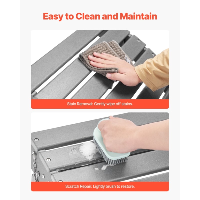 Taitettava Adirondack-rahi HDPE-muovi 330 mm korkeus harmaa ulkokäyttöön