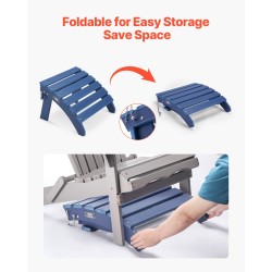 Taitettava HDPE-muovinen Adirondack-jalkatuki sininen 350 mm ulkokäyttöön