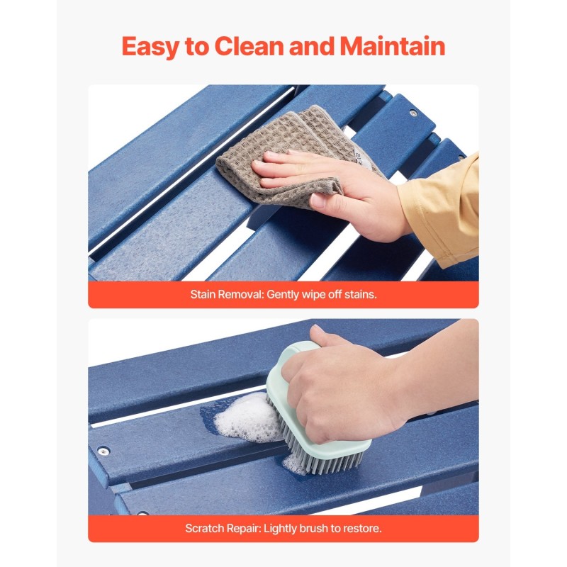 Taitettava HDPE-muovinen Adirondack-jalkatuki sininen 350 mm ulkokäyttöön