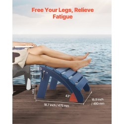 Taitettava Adirondack-jalkatuki HDPE-muovinen ulkokäyttöön sininen 350 mm 2 kpl