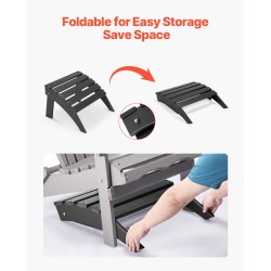 Taitettava ulkorahi HDPE-muovia musta 33 cm korkea Adirondack-tuoliin