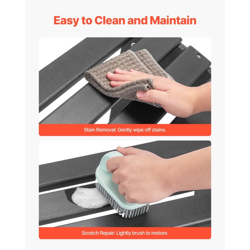 Taitettava ulkorahi HDPE-muovia musta 33 cm korkea Adirondack-tuoliin