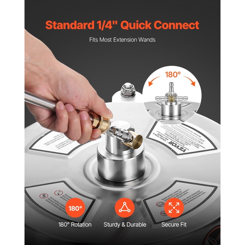 Painepesurin pintapesuri 14 tuuman ruostumaton teräs 4 pyörää betonille terasseille patioille