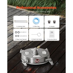 Painepesurin pintapesuri 14 tuuman ruostumaton teräs 4 pyörää betonille terasseille patioille