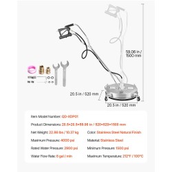Pyörivä 20-tuumainen ruostumaton teräs puhdistussuutin painepesuriin kaksoissuutin 3/8 pikalukitusliitin