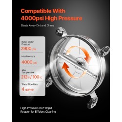 Painepesurin teräspesuri 304-ruostumatonta terästä 16,5 tuumaa 4 pyörää