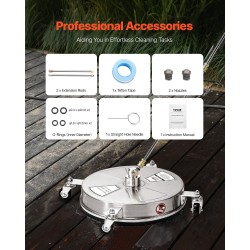 Painepesurin teräspesuri 304-ruostumatonta terästä 16,5 tuumaa 4 pyörää