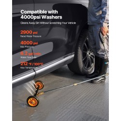 Painepesurin 16-tuumainen alustanpuhdistin ruostumatonta terästä ja alumiiniseosta 4 suutinta 2 jatkovartta