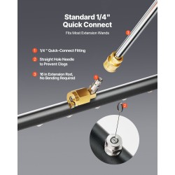 Painepesurin 16-tuumainen alustanpuhdistin ruostumatonta terästä ja alumiiniseosta 4 suutinta 2 jatkovartta