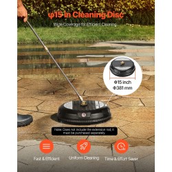 Terassipesuri 15-tuumainen muovinen nelipyöräinen painepesuriin 1/4-pikalukitusliittimelle