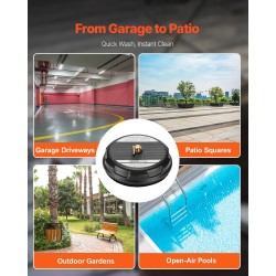 Terassipesuri 15-tuumainen muovinen nelipyöräinen painepesuriin 1/4-pikalukitusliittimelle