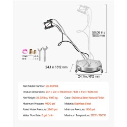 Painepesurin pintapesuri 24-tuumainen 304-ruostumaton teräs 4 pyörää kaksoiskahva 2 suutinta