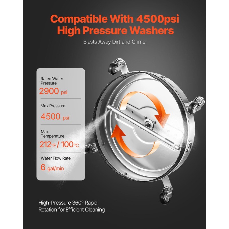 Pintapesuri 22 tuumaa ruostumatonta terästä 2 suutinta 4 pyörää kaksoiskahvalla