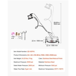 Pintapesuri 22 tuumaa ruostumatonta terästä 2 suutinta 4 pyörää kaksoiskahvalla