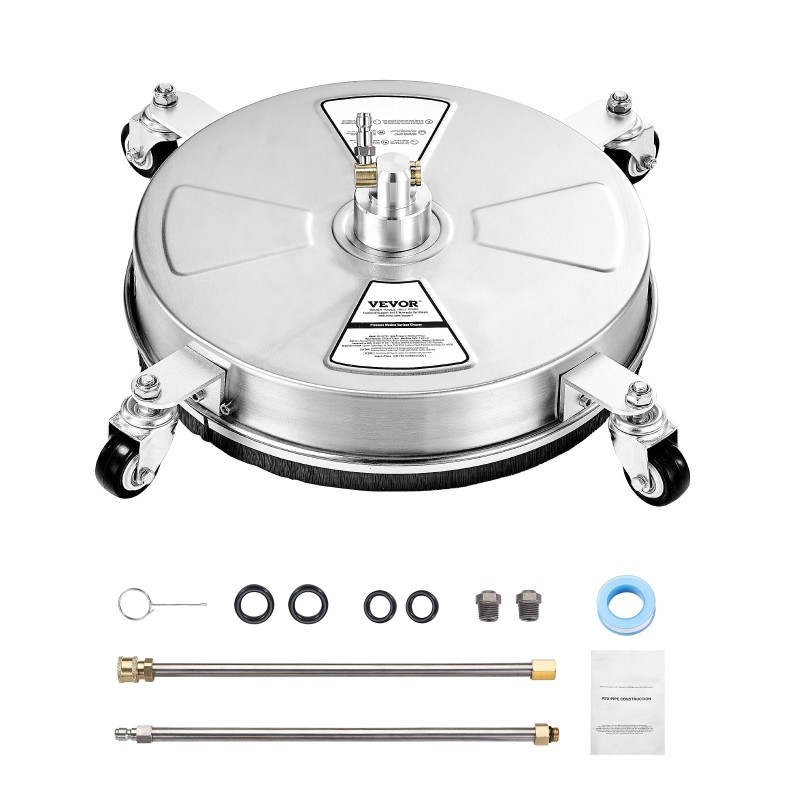 Painepesurin pintapesuri 15-tuumainen ruostumattomasta teräksestä 4 pyörää 2 suutinta betonille ja terasseille