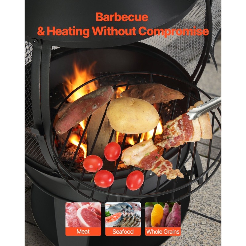 Pallomainen ulkotakka Q235B-teräs 22-tuumainen musta grilli ja lämmitystakka