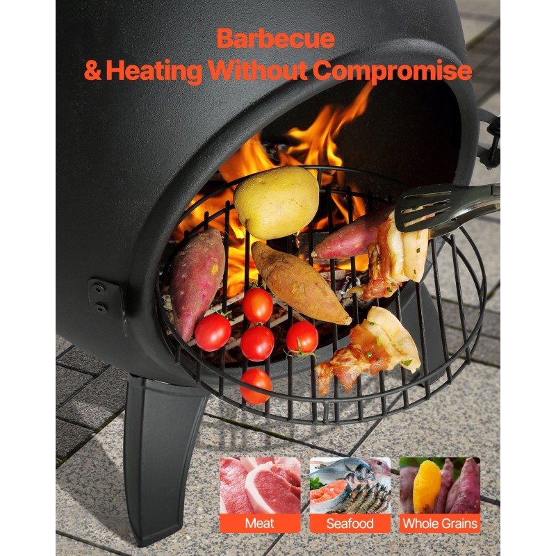 Pallomainen ulkotakka 18-tuumainen alumiininen musta käännettävällä grillillä suojapeitteellä
