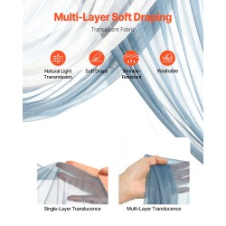 Keinotekoinen hääkaarikoriste 4-osainen silkkikukkasetti läpikuultavat 6400x760 mm verhot sininen ja valkoinen