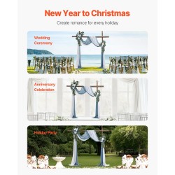 Keinotekoinen hääkaarikoriste 4-osainen silkkikukkasetti läpikuultavat 6400x760 mm verhot sininen ja valkoinen