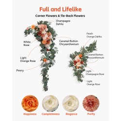 Kaarikoristesetti silkkikukilla ja läpikuultavilla verhoilla 5-osainen 10000 x 760 mm