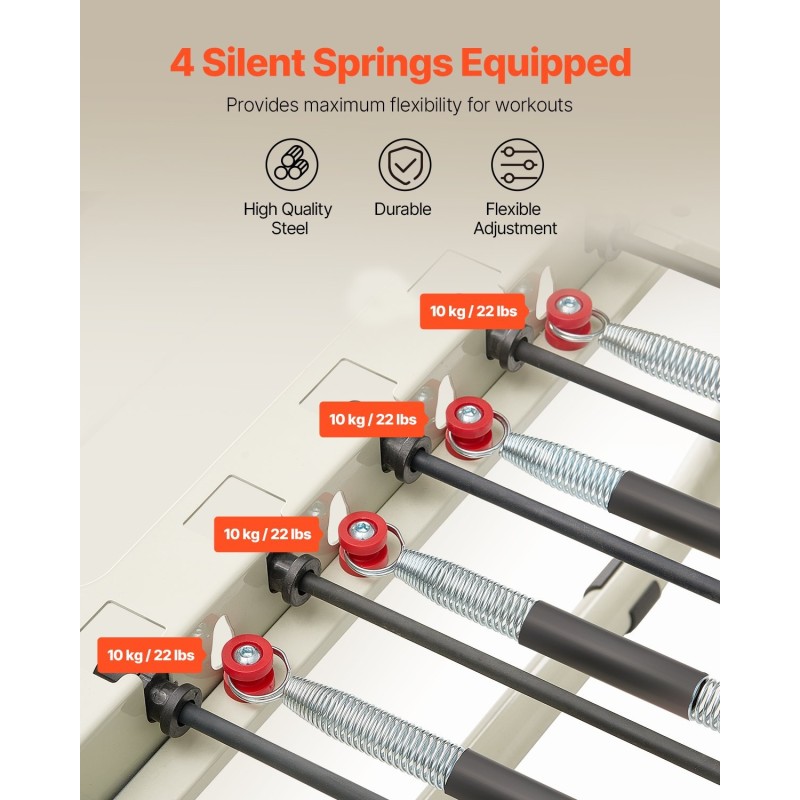 Pilates-reformerikone taitettava kaksoisvastus jousilla ja narulla 181 kg kantavuus
