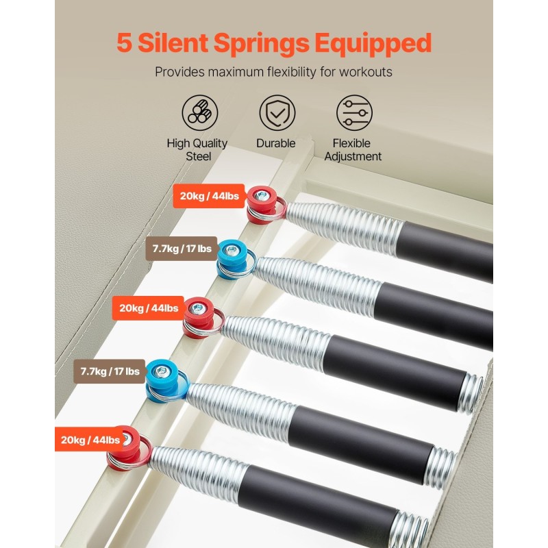 Taitettava pilateslaite kaksoisvastuksella jouset ja köydet enimmäiskuorma 181 kg