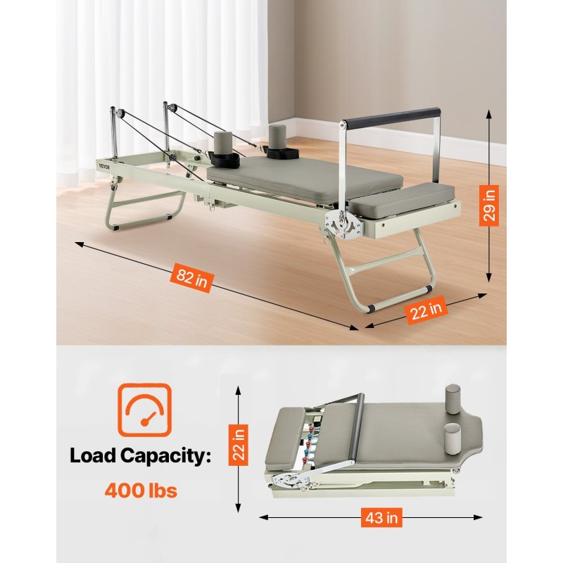 Taitettava pilateslaite kaksoisvastuksella jouset ja köydet enimmäiskuorma 181 kg