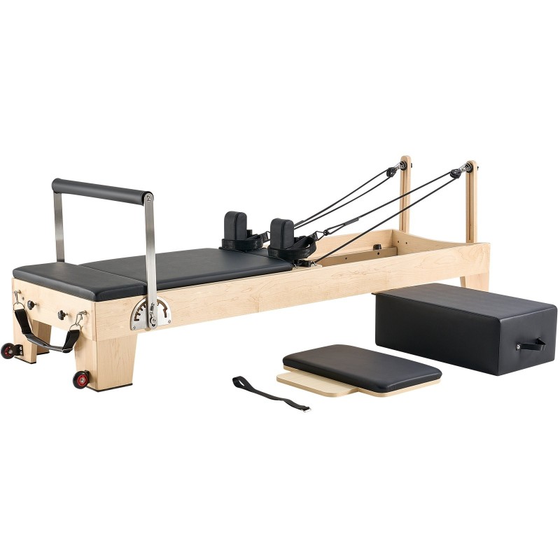 Pilates-reformerikone massiivipuusta 2380x735x925 mm jousi ja köysi istuinlaatikolla kotisalille ja studioille