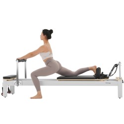 Pilatesreformer alumiiniseosrunko 2450x710x930 mm kotikäyttöön jousi ja naruvastus istuinlaatikolla