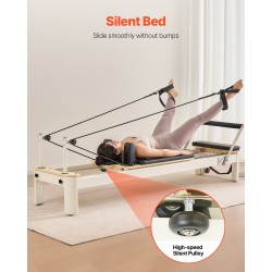 Pilatesreformer alumiiniseosrunko 2450x710x930 mm kotikäyttöön jousi ja naruvastus istuinlaatikolla