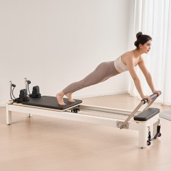 Pilatesreformer alumiiniseosrunko 2450x710x930 mm kotikäyttöön jousi ja naruvastus istuinlaatikolla