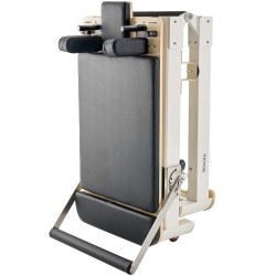 Taitettava pilates reformerlaite kotikäyttöön istuinlaatikolla ja kaksinkertaisella vastuksella