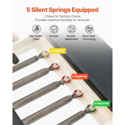 Taitettava pilates-reformerlaite kotikäyttöön istuinlaatikolla ja kaksinkertaisella vastuksella