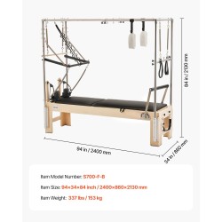 Pilates-reformer puurunkoinen kaksoisvastuksella koti- ja studiokäyttöön reformer-laatikko hyppylauta
