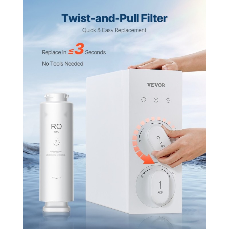 Käänteisosmoosisuodatin muovikotelo käänteisosmoosikalvolla altaan alle asennettava 400 gallonaa vuorokaudessa