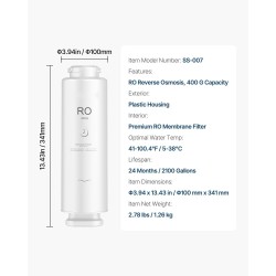 Käänteisosmoosisuodatin muovikotelo käänteisosmoosikalvolla altaan alle asennettava 400 gallonaa vuorokaudessa