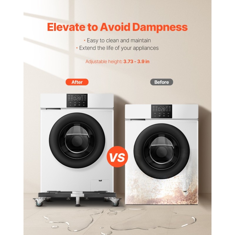 Säädettävä kodinkonesteline ruostumatonta terästä 544 kg kantavuus 8 kääntyvää pyörää 4 jarrulla