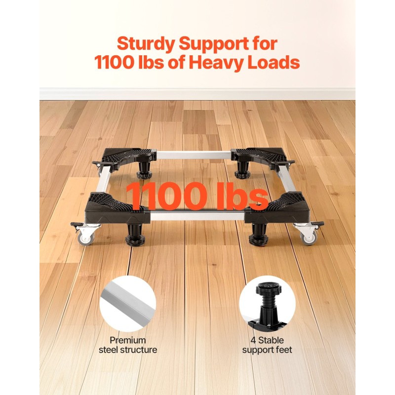 Säädettävä kodinkonealusta ruostumaton teräs 27,5–35,4 tuumaa 500 kiloa