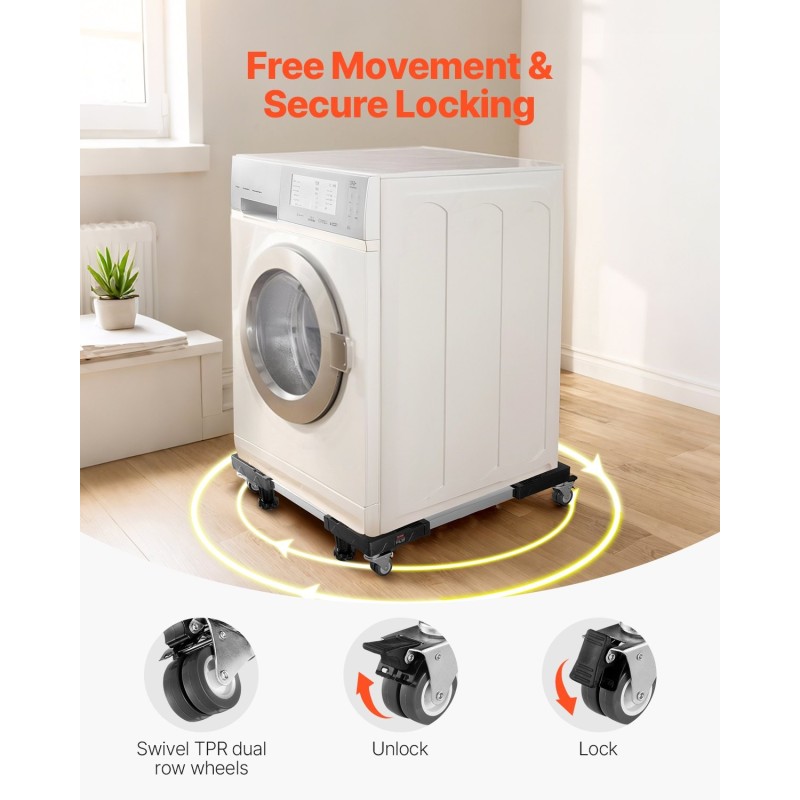 Säädettävä kodinkonealusta ruostumaton teräs 27,5–35,4 tuumaa 500 kiloa