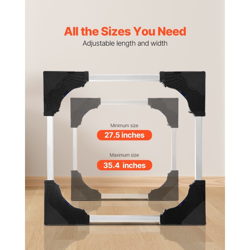 Säädettävä kodinkonealusta ruostumaton teräs 27,5–35,4 tuumaa 500 kiloa