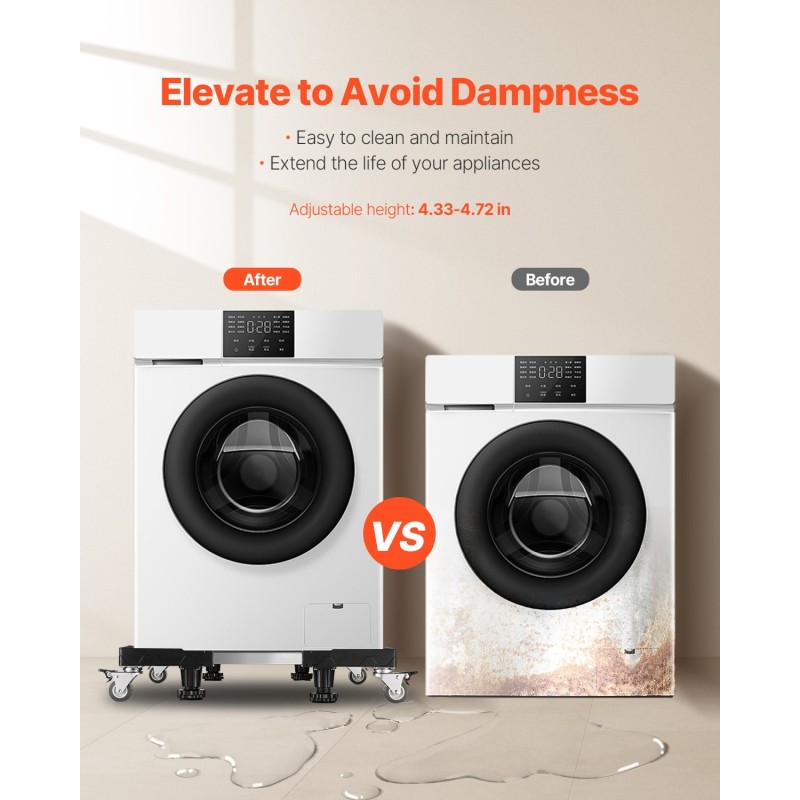 Säädettävä kodinkonealusta ruostumaton teräs 27,5–35,4 tuumaa 500 kiloa