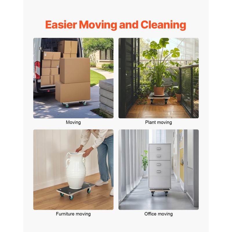 Huonekalukärry kaksi kappaletta 250 kg kantavuudella neljä pyörää joista kaksi jarrulla