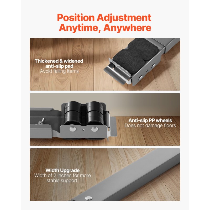 Säädettävä rullateline hiiliteräsrungolla 17.5–27.6 tuumaa 149.7 kg kantavuus 16 pyörää pesukoneille