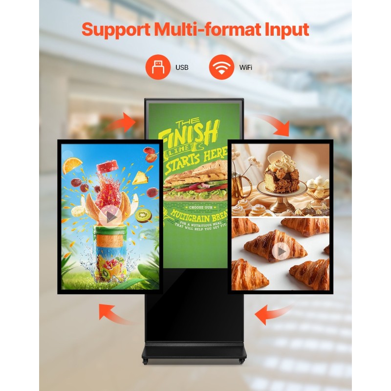 Digitaalinen mainoskioski 55 tuumaa 4K LCD kosketusnäyttö sisäkäyttöön Android 11