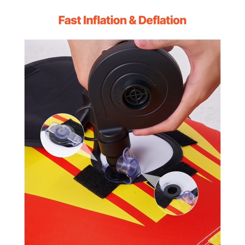 Vedettävä vesirengas nylonpäällysteinen veneilyyn 1–3 henkilölle pehmustetut kahvat pikaventtiilillä