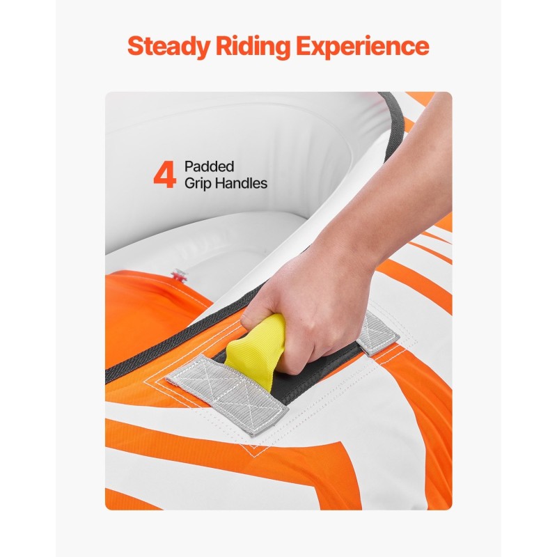 Vedettävä vesilelu kahden hengen pehmustetuilla kahvoilla nylonpäällisellä